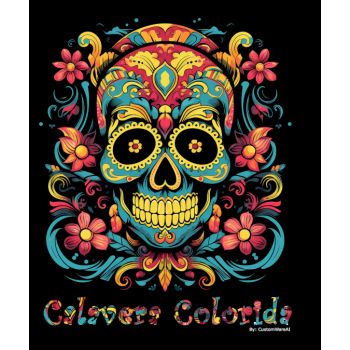 Calavera Colorida 03 T-shirt  czarny  z nadrukiem