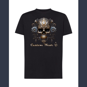 Damska czarna koszulka T-shirt z nadrukiem Rich Skull