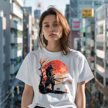 SAMURAI T-shirt biały z nadrukiem