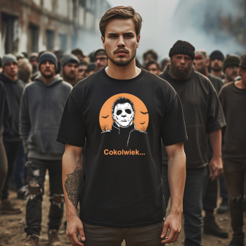 COKOLWIEK... T-shirt czarny  z nadrukiem