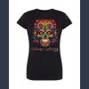 Calavera Colorida 05 T-shirt czarny  z nadrukiem