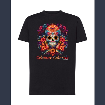 Calavera Colorida 07 T-shirt czarny z nadrukiem