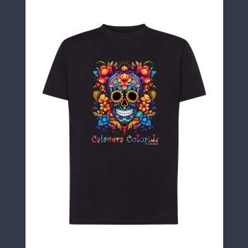 Calavera Colorida 04 T-shirt  czarny z nadrukiem