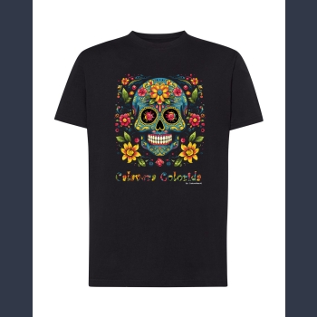 Calavera Colorida 01 T-shirt czarny z nadrukiem