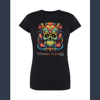 Calavera Colorida 03 T-shirt  czarny  z nadrukiem