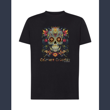 Calavera Colorida 08  T-shirt czarny z nadrukiem