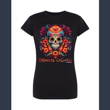 Calavera Colorida 07 T-shirt czarny z nadrukiem