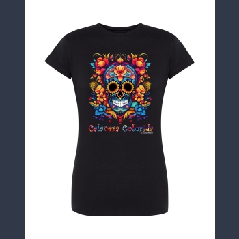 Calavera Colorida 04 T-shirt  czarny z nadrukiem