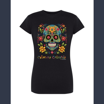 Calavera Colorida 01 T-shirt czarny z nadrukiem